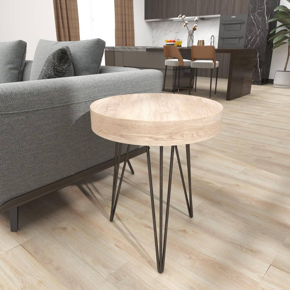 Elegant Round 20" Wood and Metal Accent Table in Brown