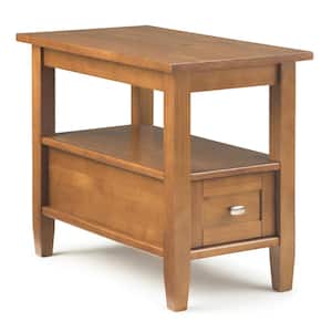 Warm Shaker Solid Wood 14 in. Wide Rectangle Transitional Narrow Side Table in Light Golden Brown
