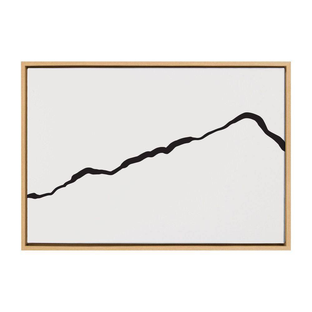 Natural Framed Abstract Minimalist Mountain Canvas Wall Art, 23x33