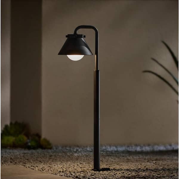 Ludlow Low Voltage Black Hardwired LED Weather Resistant Path Light With Frosted Plastic Shade
