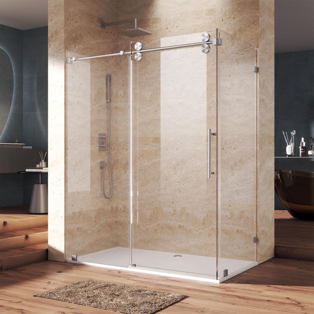44-48 in. W x 36 in. D x 76 in. H Frameless Corner Sliding Shower Enclosure, 3/8 in. Glass, Nano Coating, Brushed Nickel price history on PriceWatchPro