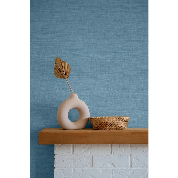 60.75 sq. ft. Slate Blue Libeco Embossed Vinyl Unpasted Wallpaper Roll