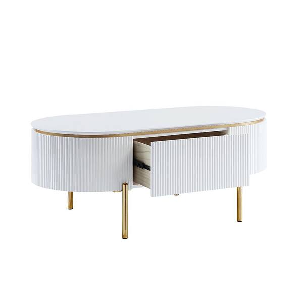 Acme Furniture Daveigh 26 in. White High Gloss and Gold Finish