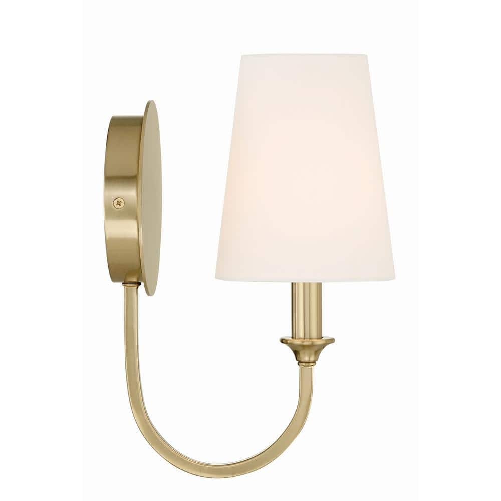 Payton Vibrant Gold Single Light Wall Sconce with White Silk Shade