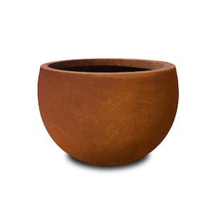 13 in. H Round Iron Oxide Concrete Bowl, Outdoor/Indoor Large Planter Pots with Drainage Hole for Garden, Living Room