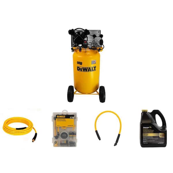 30 Gal. 155 PSI Air Compressor, 1/4 in. x 25 ft. Air Hose, 25 Piece Accessory Kit, Whip Hose and 1 Gal. Oil Combo