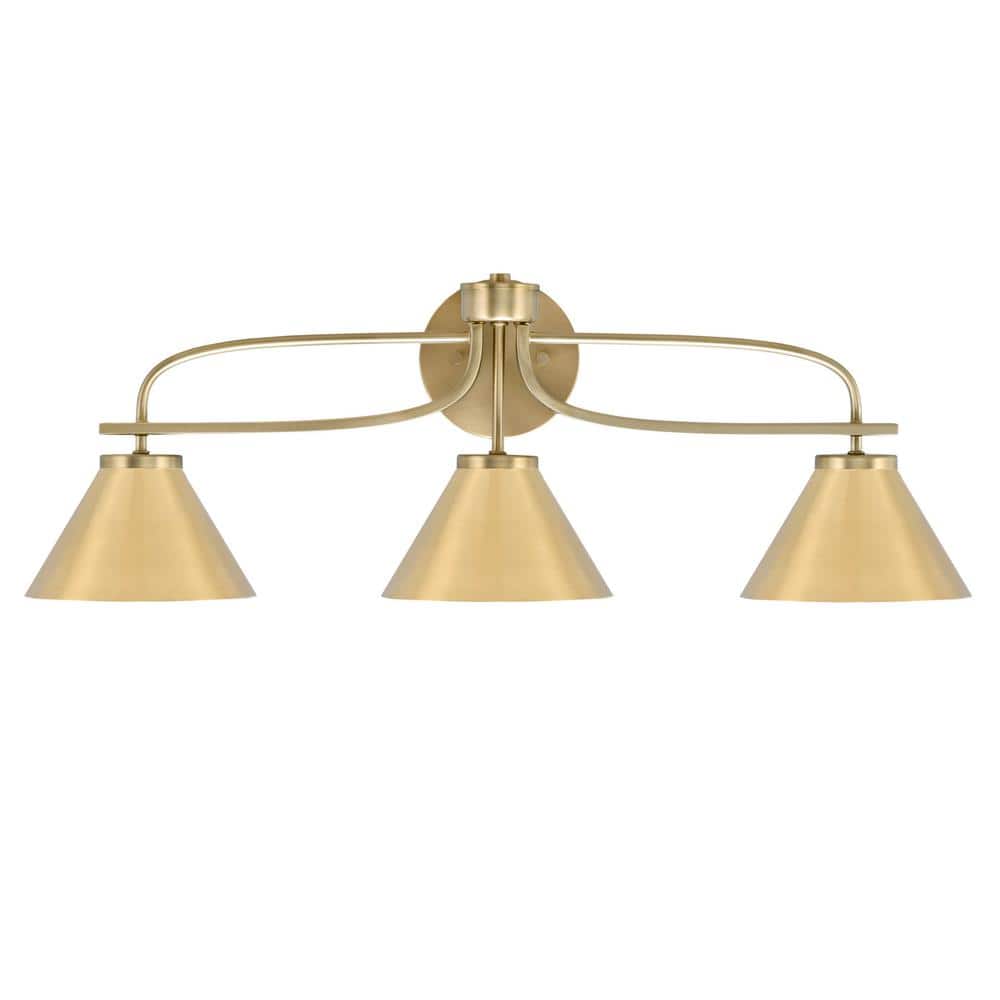Olympia 28.5 in. 3-Light New Age Brass Vanity Light  New Age Brass Cone Met