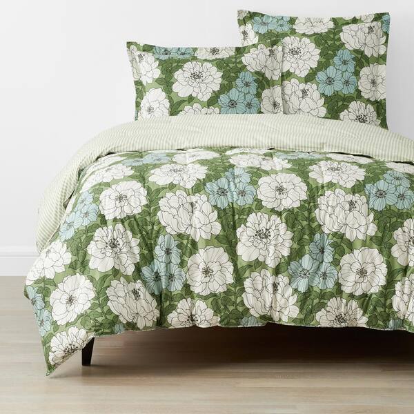 The Company Store Company Cotton Remi Floral Green King Cotton Percale ...