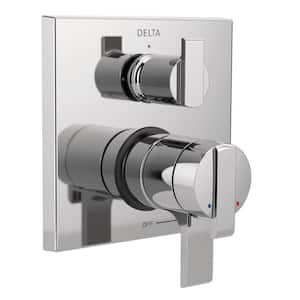 Ara Modern 2-Handle Wall-Mount Valve Trim Kit with 3-Setting Integrated Diverter in Chrome (Valve Not Included)