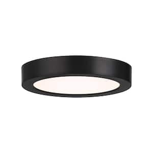 5.30 in. 10-Watt Modern Black Integrated LED Flush Mount with Clear Shade