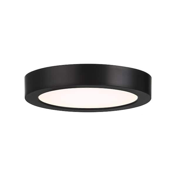 Savoy House 5.30 in. 10-Watt Modern Black Integrated LED Flush Mount with Clear Shade
