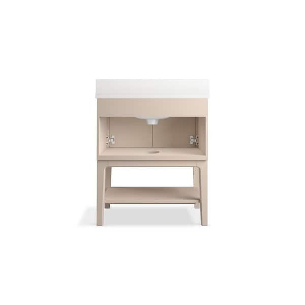 KOHLER Seagrove 31in. Single Sink Freestanding Light Clay Bath Vanity with White Quartz Top Assembled