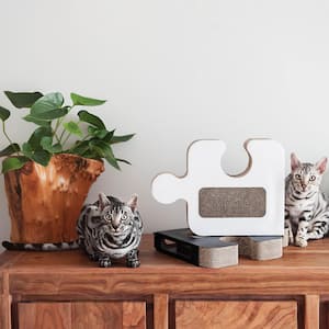 Puzzle White Cardboard Cat Scratcher