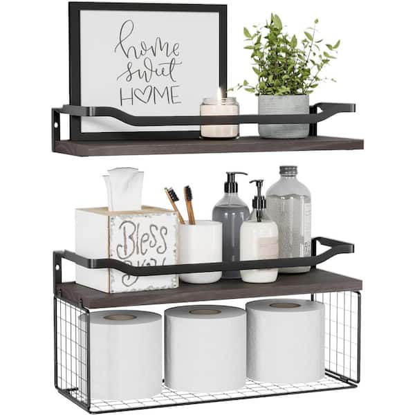 Cubilan 6 in. W x 15.7 in. D x 5.3 in. H Black Walnut Wood Decorative Wall Shelf, Floating Shelves