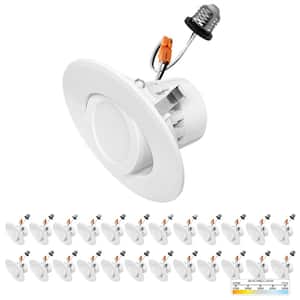 4 in. LED White Adjustable Retrofit Recessed Housing 5 CCT 2700K-5000K IC Rated Remodel Dimmable E26 Connector (24-Pack)