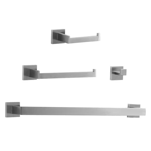 ALEASHA 4Piece Bath Hardware Set with Mounting Hardware in Brushed Nickel AL8J094 The Home Depot