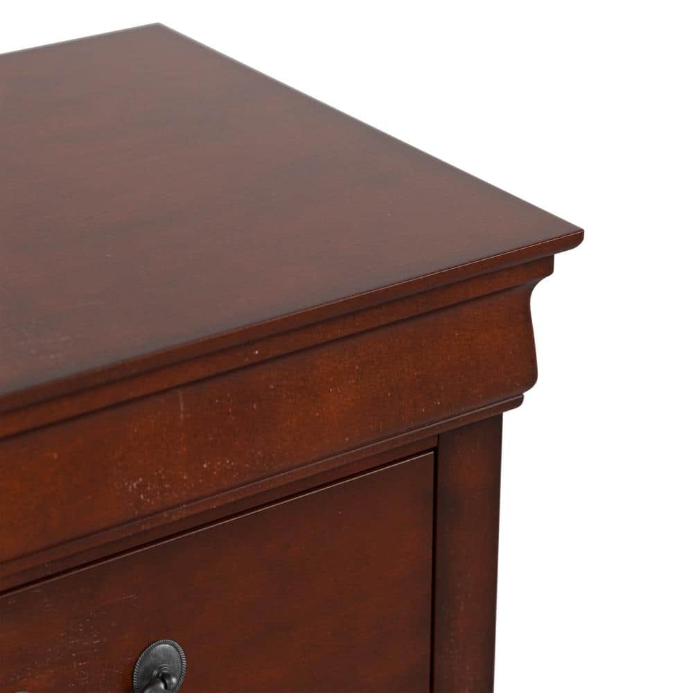Cherry Solid Wood 2-Drawer Traditional Nightstand