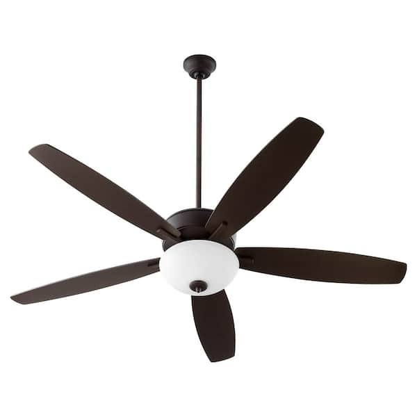 quorum Breeze 60 in. 5 Blades 2 Light 9-Watt Medium base Opal Bowl Oiled Bronze Ceiling Fan