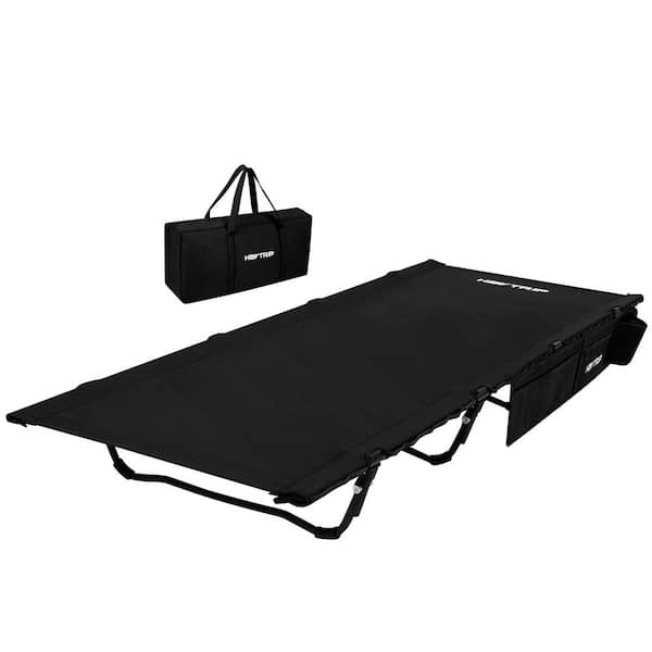 Unbranded 74.8 in. Oxford Fabric Portable Sleeping Folding Camping Cot Extra Wide with Side Pocket for Outdoor and Travel