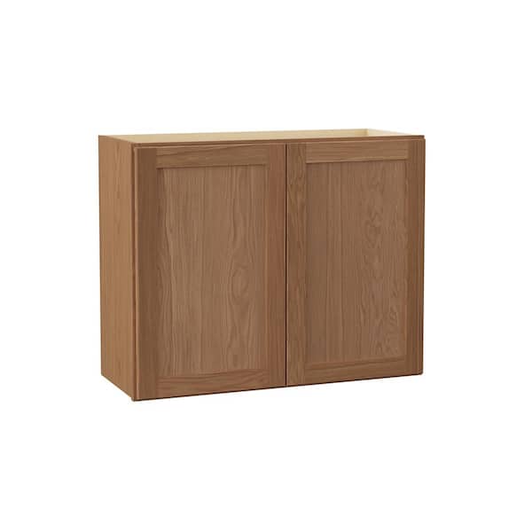 Hampton Bay Sinclair 30 in. W x 12 in. D x 24 in. H Assembled Wall Bridge Cabinet in Shaker Saddle Oak