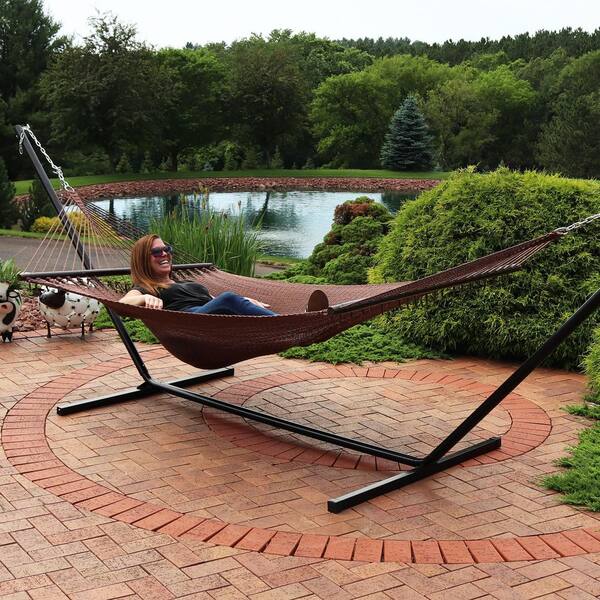 Sunnydaze Decor 11 ft. 2-Person Large Rope Hammock Bed with