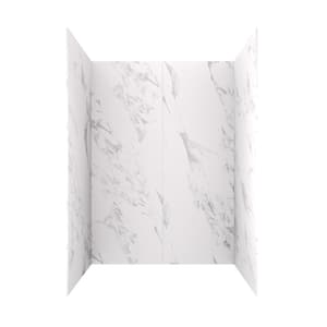 60 in. L x 36 in. W x 84 in. H Alcove Solid Composite Stone Four Piece Shower Wall Set in Carrara