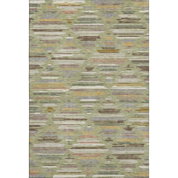 Mayfield Premium Machine Washable Abstract AMF2502 Aloe 10 ft. x 14 ft. Area Rug