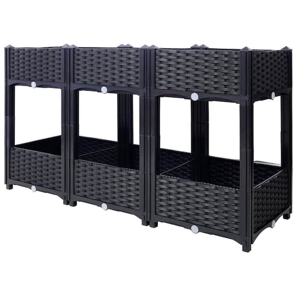 Anky 47.2 in. Black PP Plastic Rectangular Outdoor Raised Planter Box