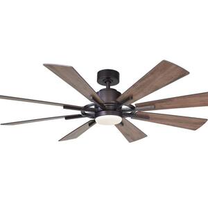 Oretha 60 in. Indoor/Outdoor Windmill 8-Blade LED New Bronze Ceiling Fan with Remote and Light Included