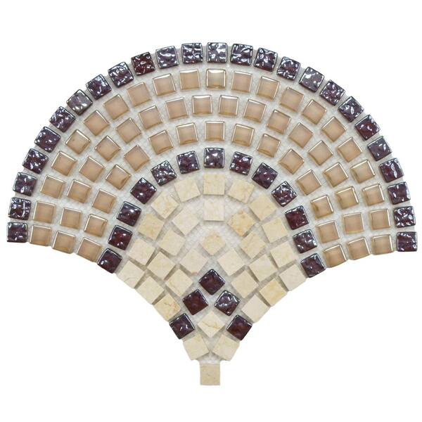 Merola Tile Tessera Arch Spice 9-3/4 in. x 11-3/4 in. x 8 mm Glass and Stone Mosaic Tile