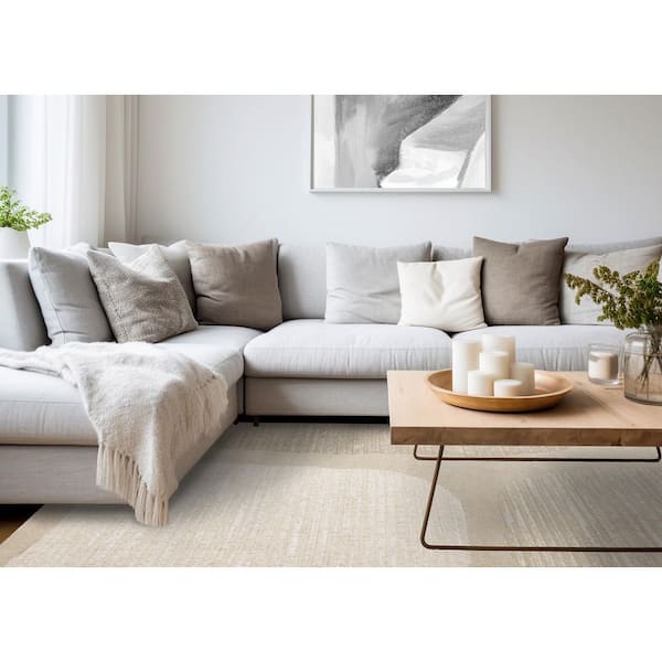 Solara Collections 8 ft. x 11 ft. Beige Distressed, Geometric, Tonal/Solid Indoor Area Rug