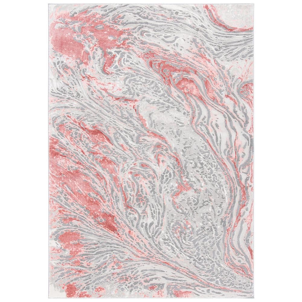 Gray Pink Rag Rug SAFAVIEH Meadow 8 ft. x 10 ft. Gray/Pink Marble High-Low Area Rug ...