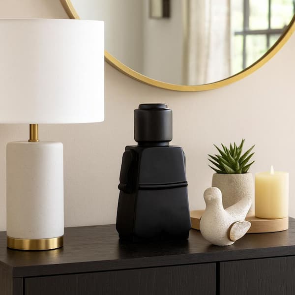 Liv & Skye Black 6 in. x 12 in. Stoneware Novelty Block Girl Figurine