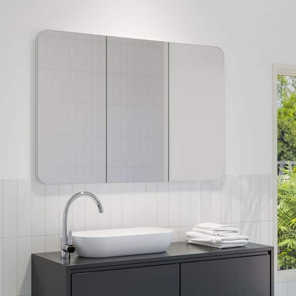 Ezri 48 in. W x 32 in. H x 4.75 in. D White Recessed Medicine Cabinet with Mirror