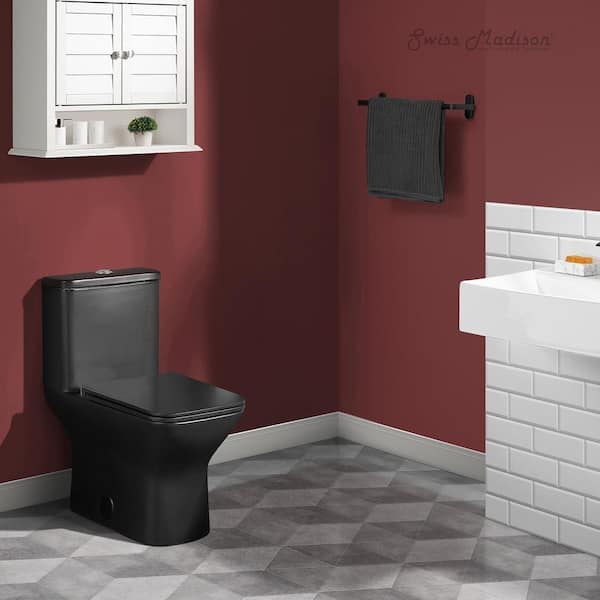 Swiss Madison Carre Elongated Matte Black Bidet - Sleek Modern Design