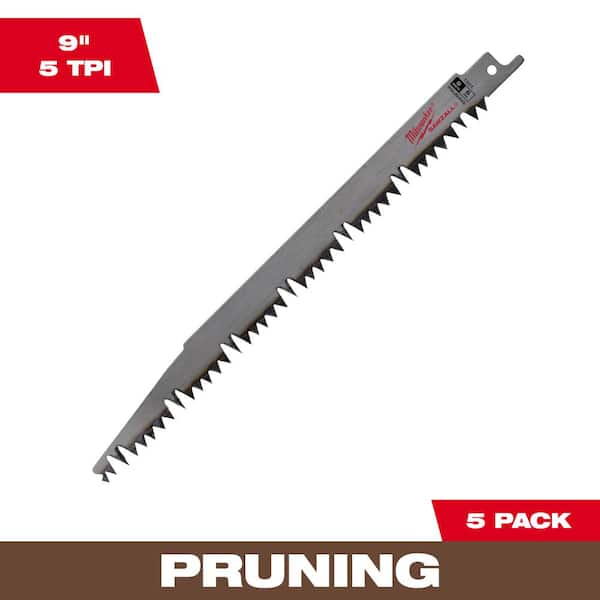 Milwaukee 9 in. 5 TPI Pruning SAWZALL Reciprocating Saw Blades (5Pack