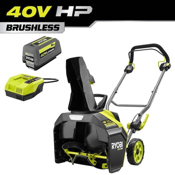 40V HP Brushless 18 in. Single-Stage Cordless Electric Auger Propelled Snow Blower with 8.0 Ah Battery and Charger
