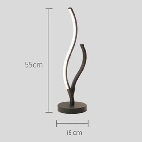 Etokfoks 21 in. Black Aluminum Integrated LED Branch Shaped Table Lamp for Living Spaces with Stepless Dimming and Remote Control