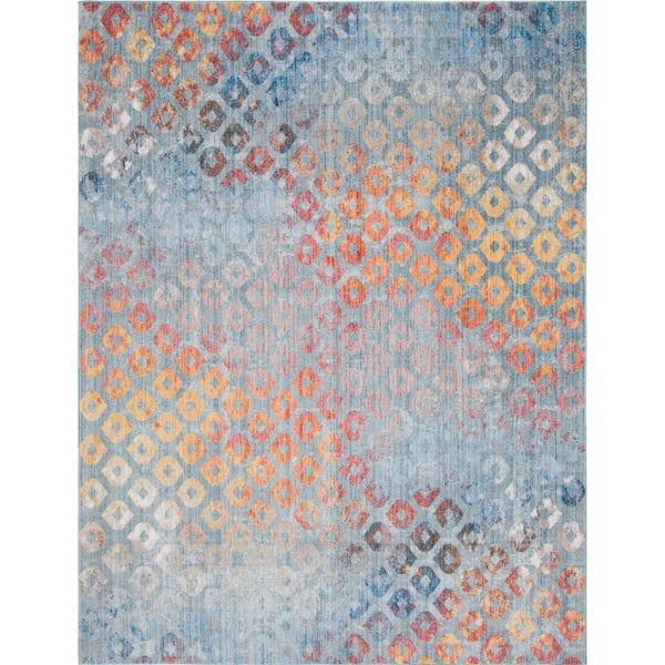 Unique Loom Blue 10 ft. x 13 ft. Rainbow Area Rug