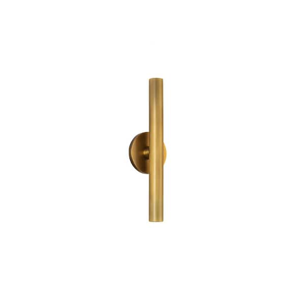 KUZCO Mason 16 in. 1 Light 15-Watt Vintage Brass Integrated LED Wall Sconce