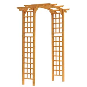 90 in. x 63 in. Wood Garden Arbor Arch with Trellis Wall for Climbing & Hanging Plants, for Party, Weddings, Birthdays