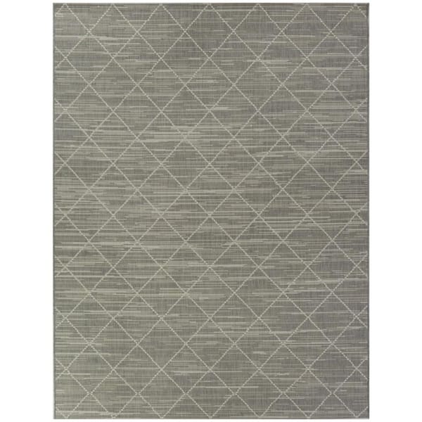 Hampton Bay Gray 2 x 3 Trellis Doormat 2 ft. x 3 ft. Area Rug