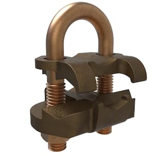 Permaground Copper U-Bolt Ground Clamp, Conductor Range 250-2/0 Sol, Pipe Size 3/8 in.