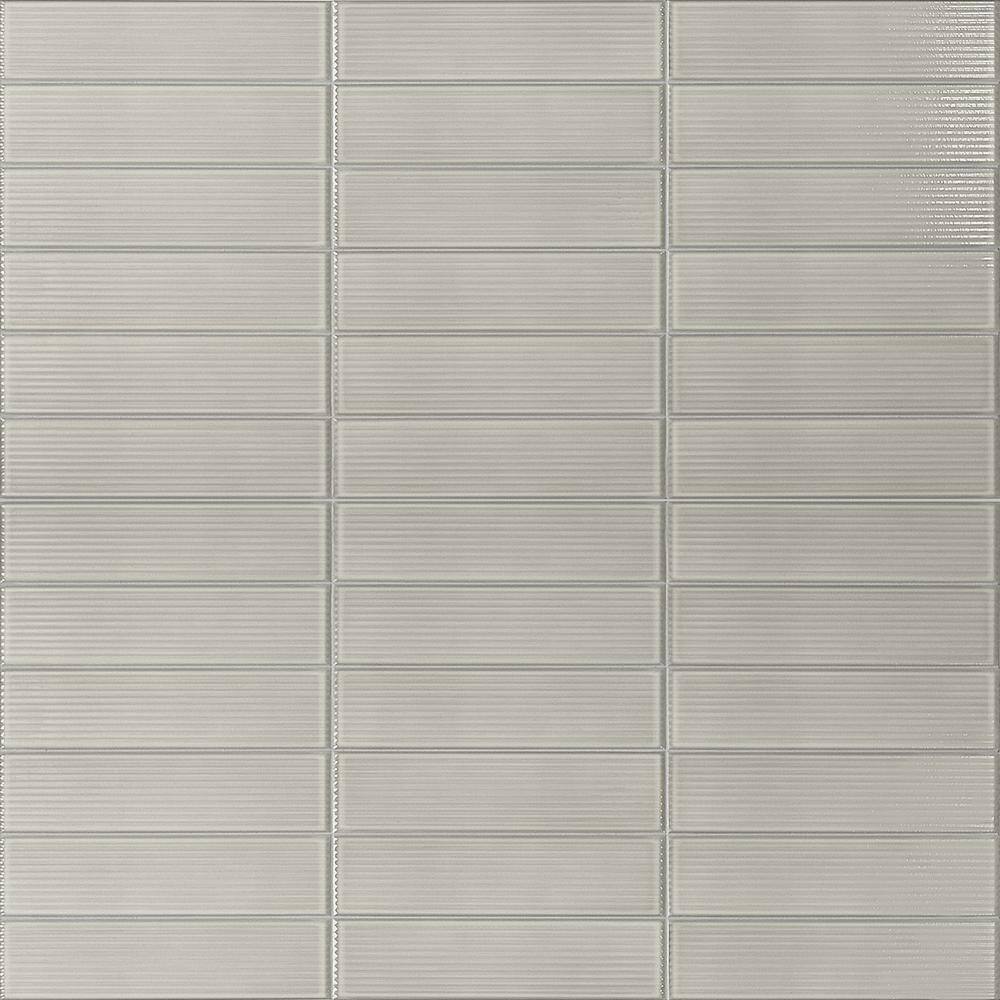Stacy Garcia Olimar Grooved 4" x 16" Polished Gray Porcelain Subway Wall Tile