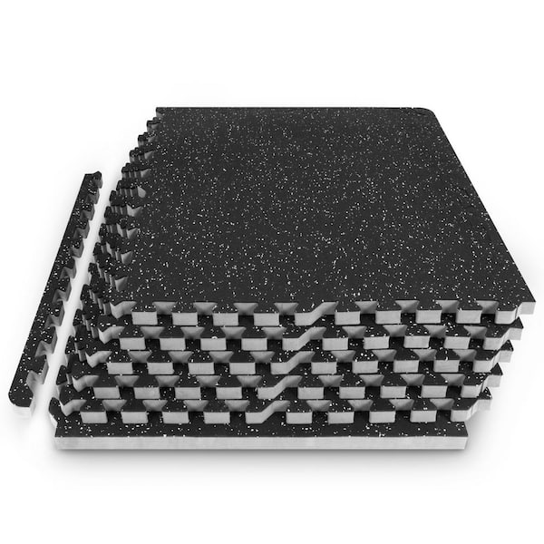 24 in. x 24 in. Gray Foam Mat Interlocking FloorTiles w/ EVA Foam Padding  for Exercise/Playroom/Garage/Basement Flooring