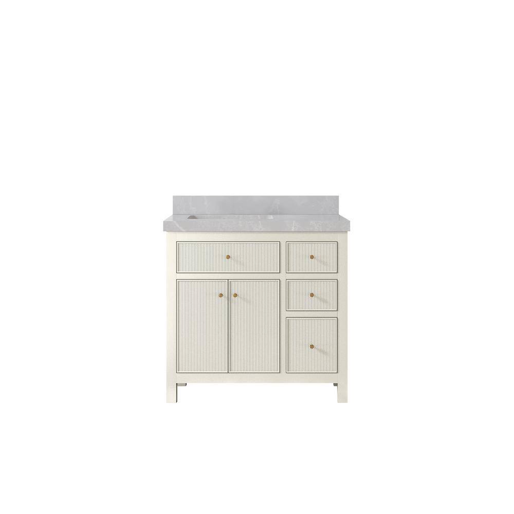 Sonoma 36 in. Left Sink Freestanding Alabaster Bath Vanity with Pearl Gray Quatrz Top Unassembled price history on PriceWatchPro