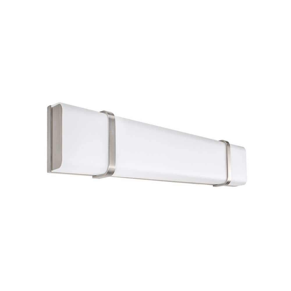 Brushed Nickel LED Outdoor Vanity Light with White Acrylic Diffuser