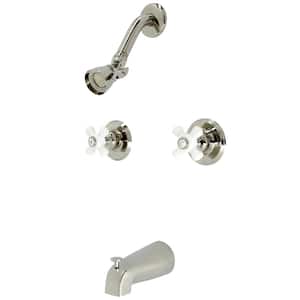 Victorian Double Handle 1-Spray Tub and Shower Faucet 2 GPM in. Polished Nickel (Valve Included)