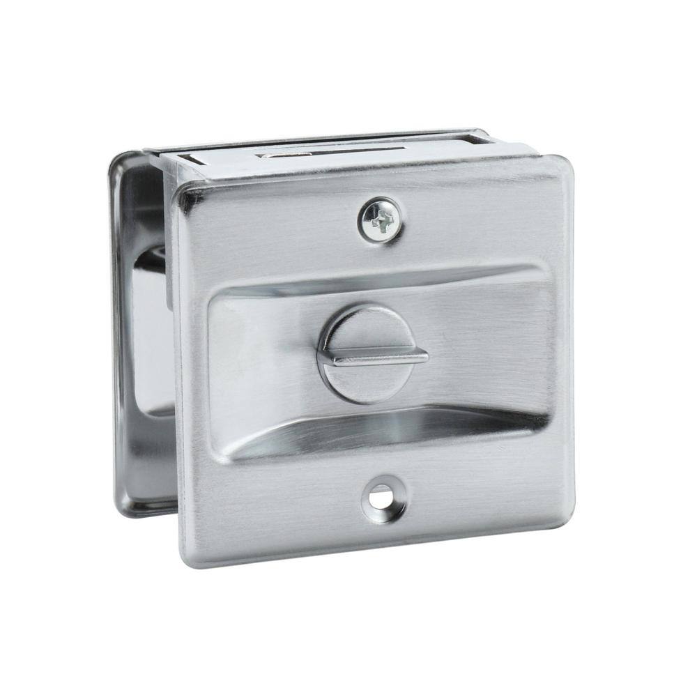 2-3/4 in Satin Chrome Brass Pocket Door Lock and Pull