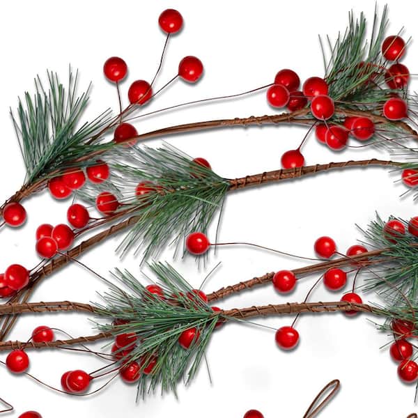 ORNATIVITY 6 ft. Pine and Berries Garland-Unlit Artificial ...